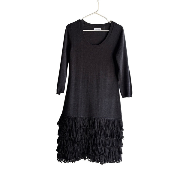 Calvin Klein Sweater Dress with Fringe Hem M - Picture 2 of 6